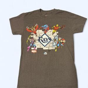 Majestic Marvel x Tampa Bay Rays MLB grey graphic t-shirt Size Small